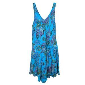 Shyloh Made in Italy Blue Gauzy Gauze Floral Sleeveless Flowy One Size NEW